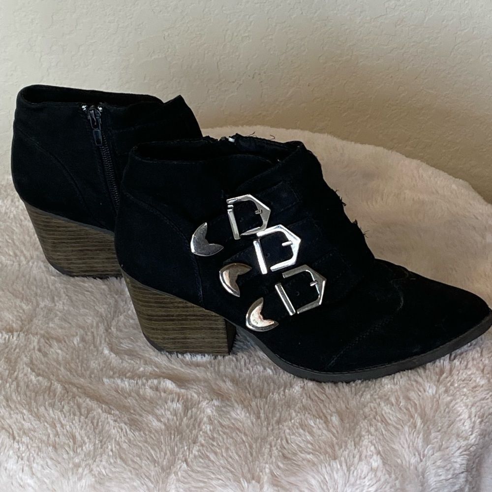 Qupid  Ankle Booties with Silver Buckles - Picture 5 of 8